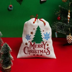 Jute Cottage Merry Christmas Tree string pouch 11x9 - A-199